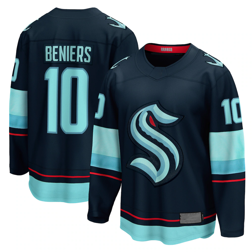 Fenge S.Kraken #10 Matty Beniers Deep Sea Blue Premier Breakaway Player Jerseys