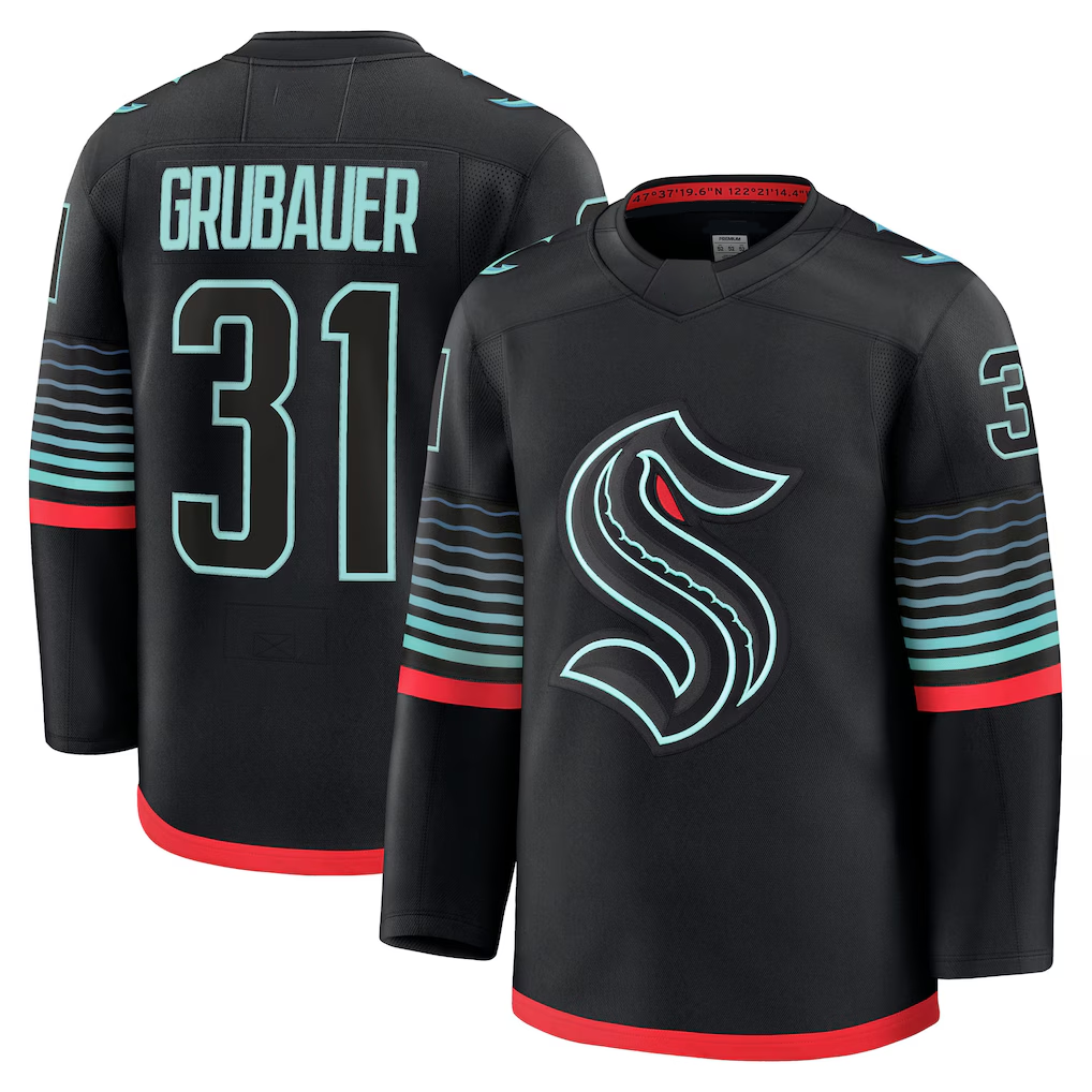 Fenge S.Kraken #31 Philipp Grubauer Black Alternate Premium Player Jerseys