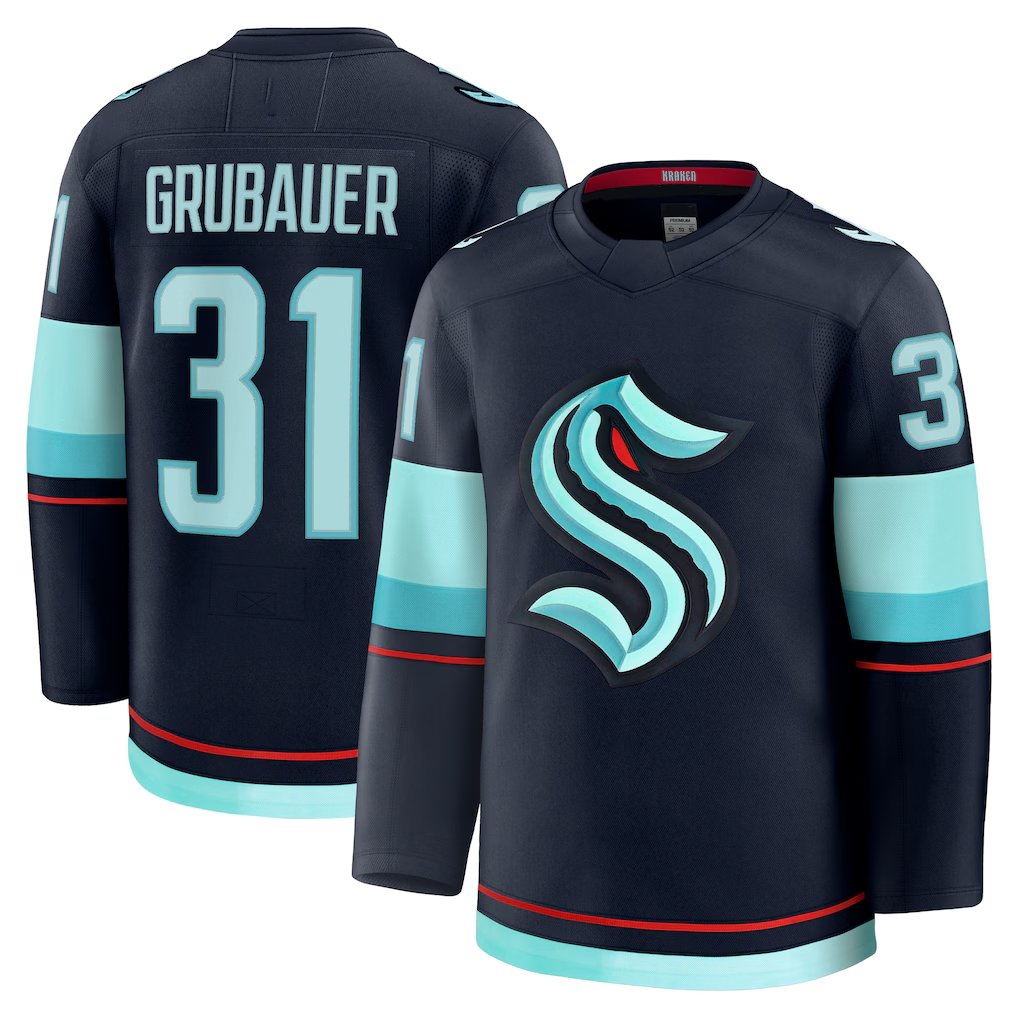 Fenge S.Kraken #31 Philipp Grubauer Deep Sea Blue Home Premium Jerseys
