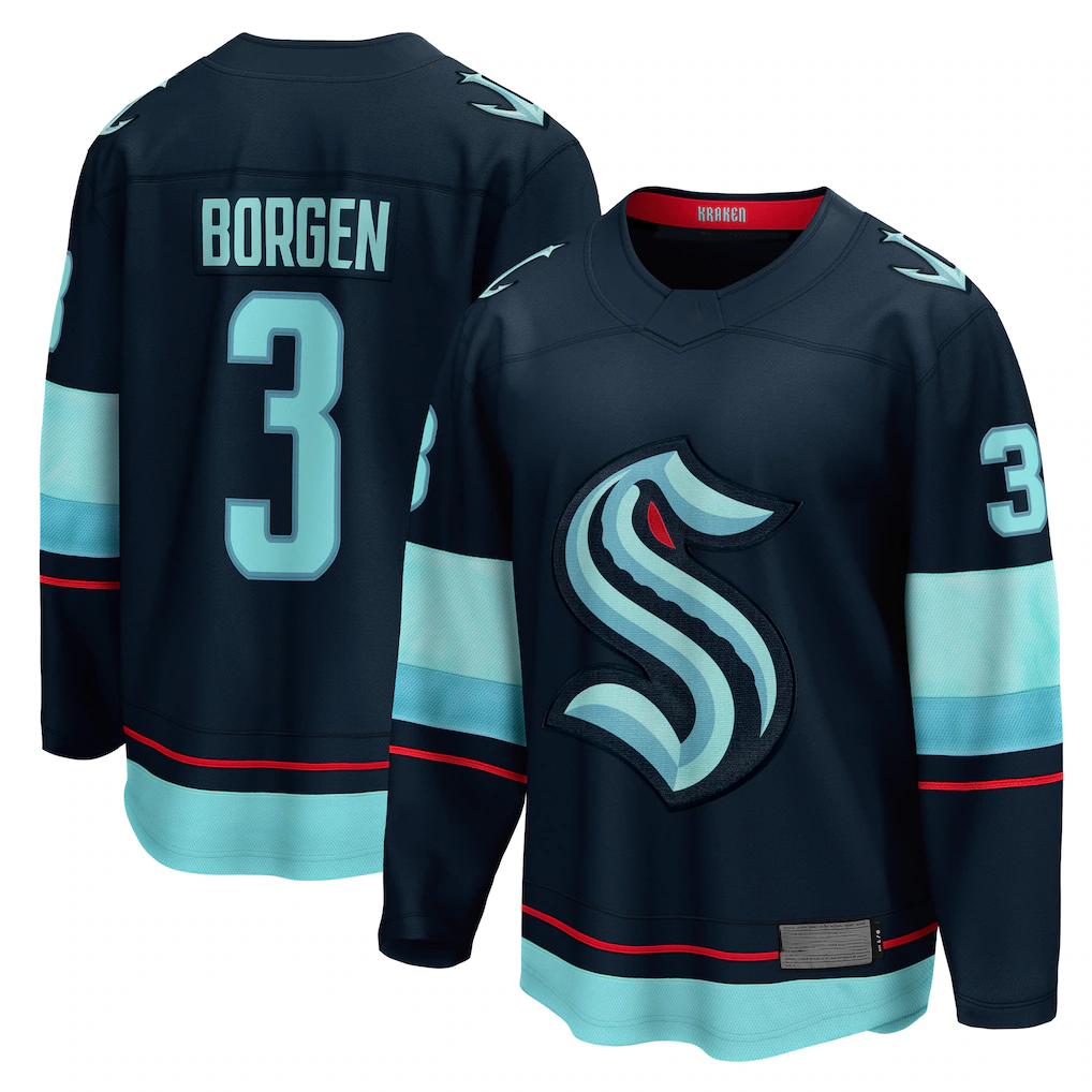 Fenge S.Kraken #3 Will Borgen Deep Sea Blue Home Breakaway Player Jerseys