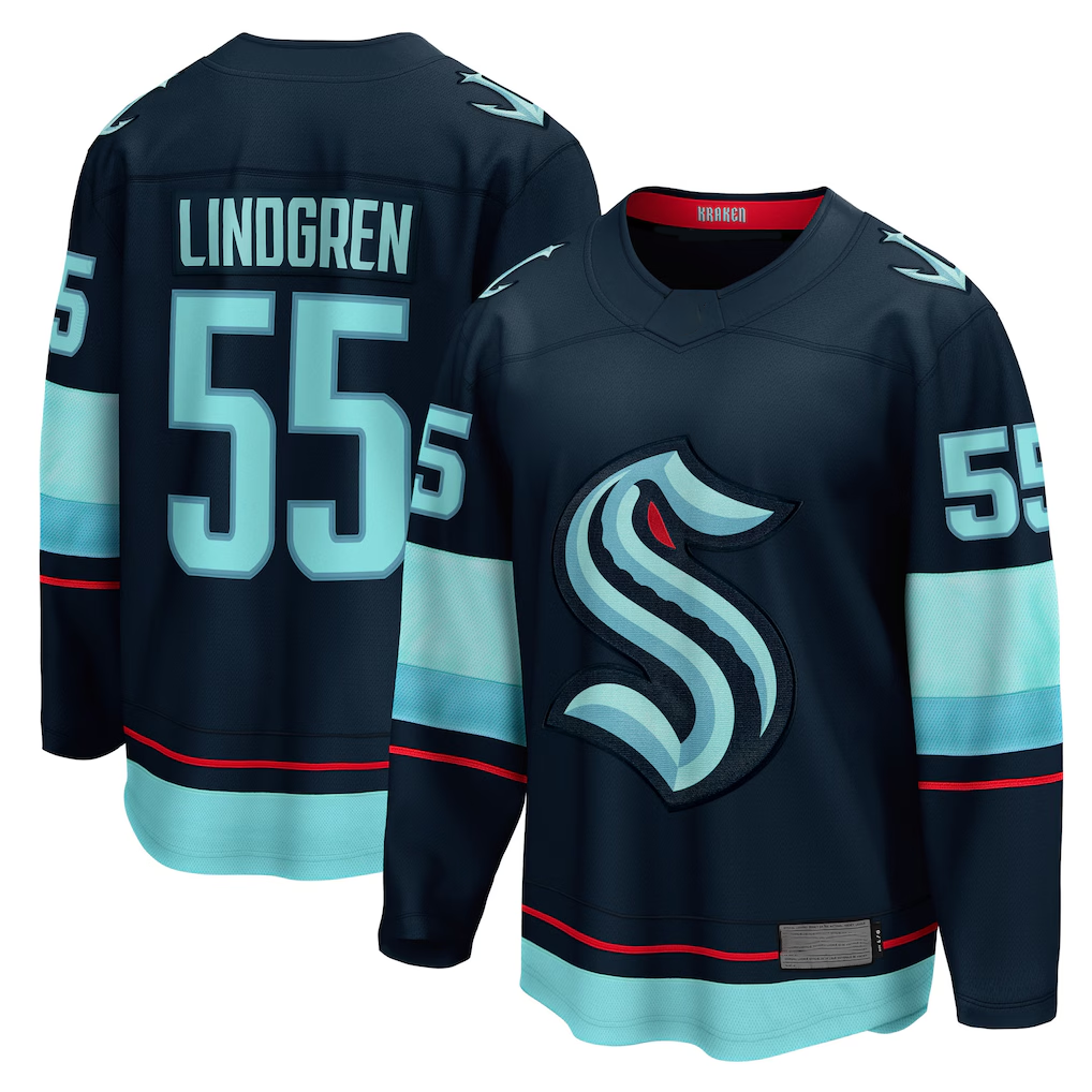 Fenge S.Kraken #55 Ryan Lindgren Deep Sea Blue Home Breakaway Jerseys