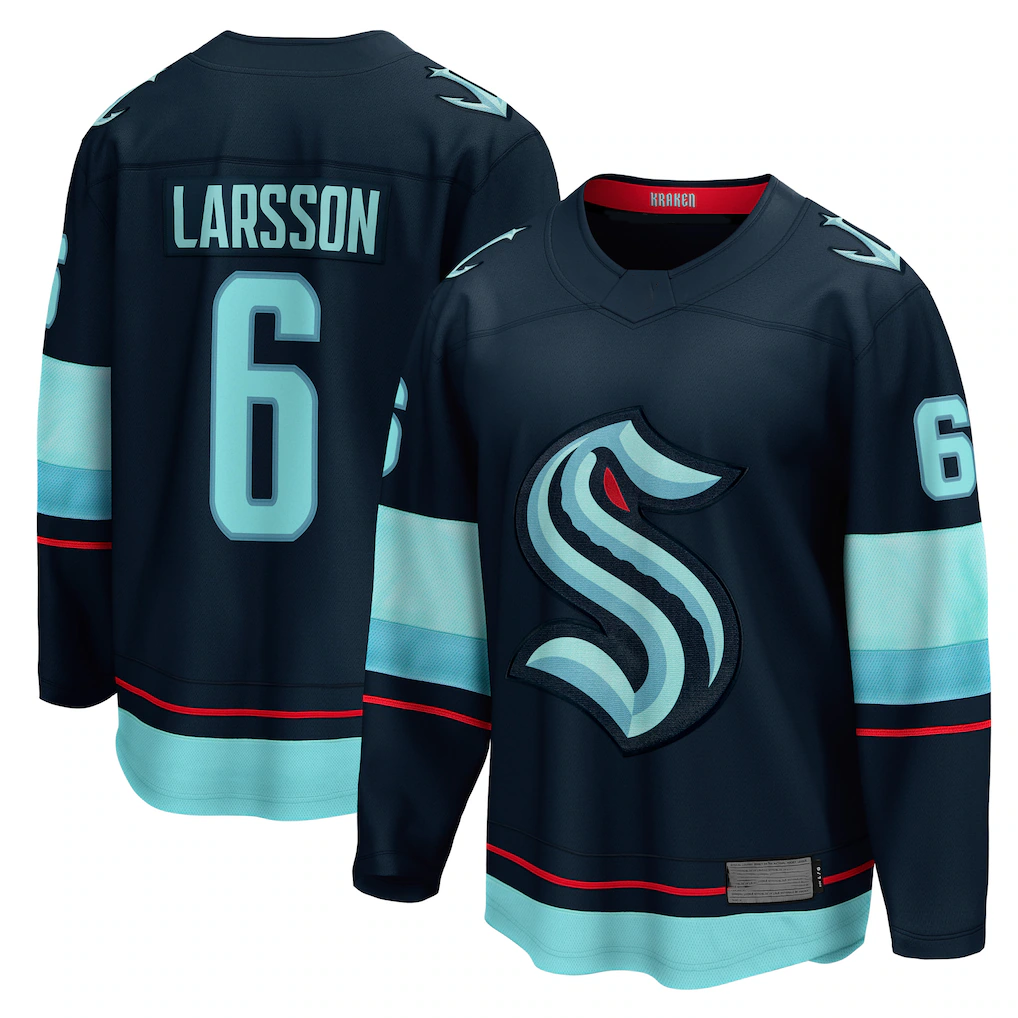 Fenge S.Kraken #6 Adam Larsson Deep Sea Blue Home Breakaway Player Jerseys