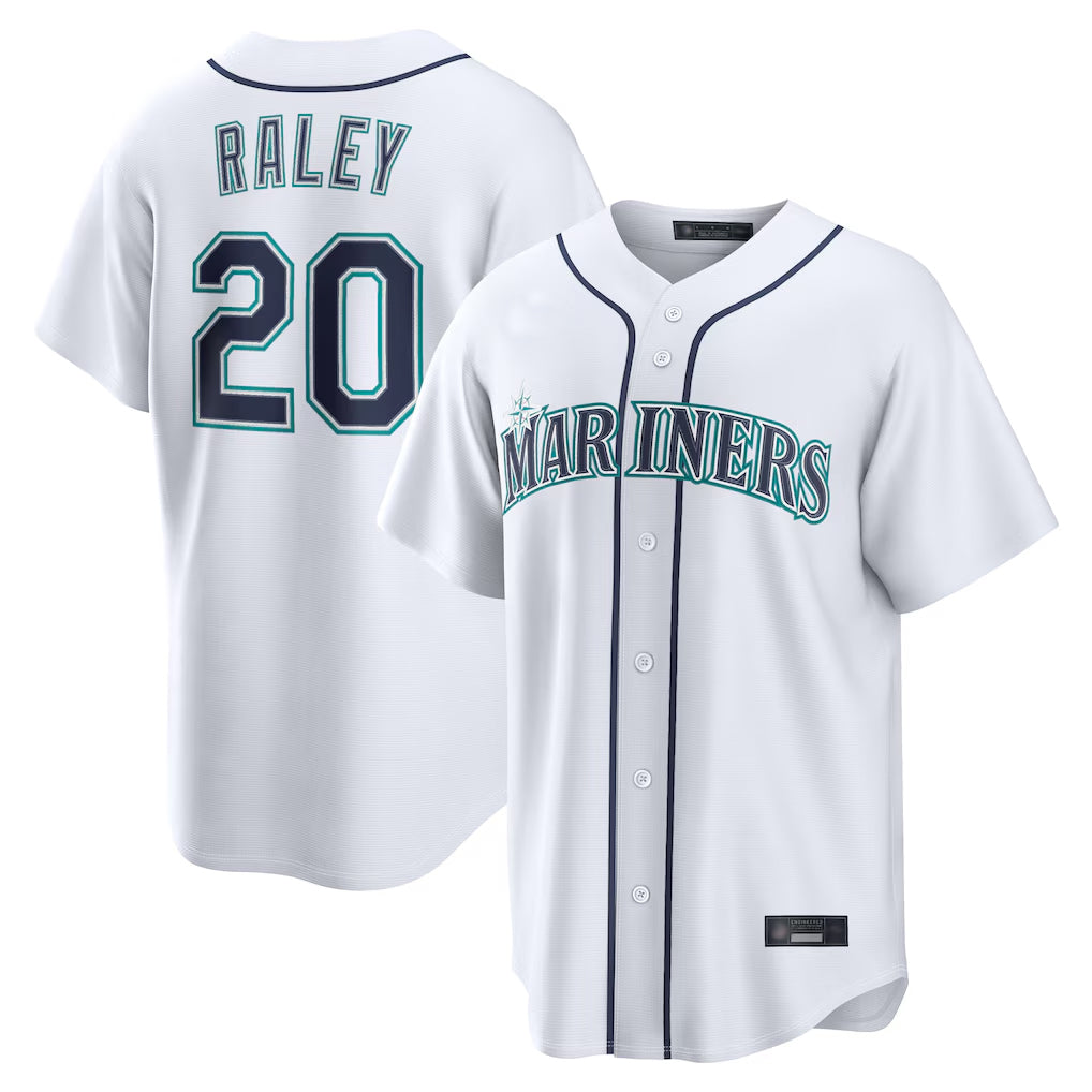 Fenge S.Mariners #20 Luke Raley Player White Home Game Stitched Jerseys