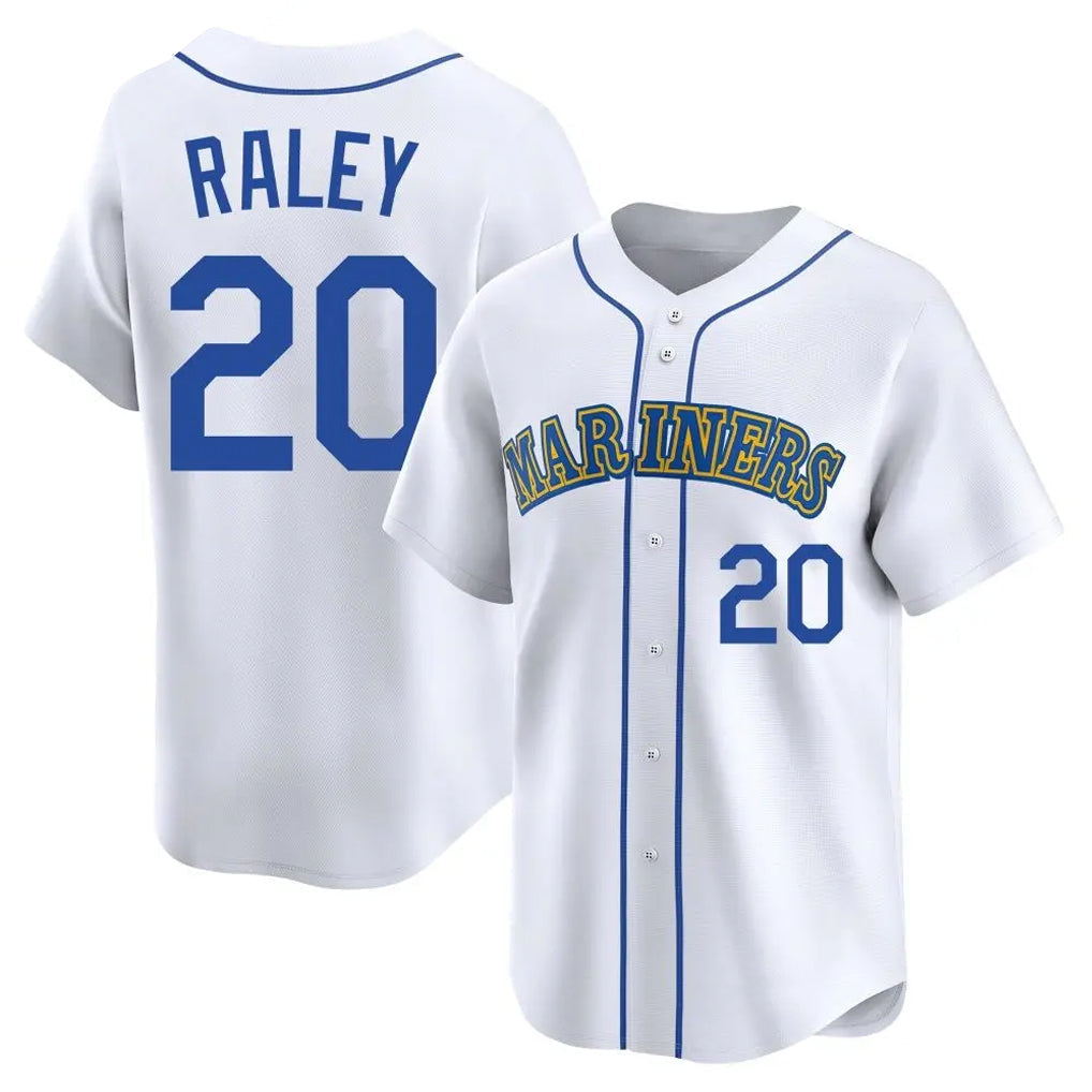 Fenge S.Mariners #20 Luke Raley Player White Throwback Cooperstown Collection Limited Game Stitched Jerseys