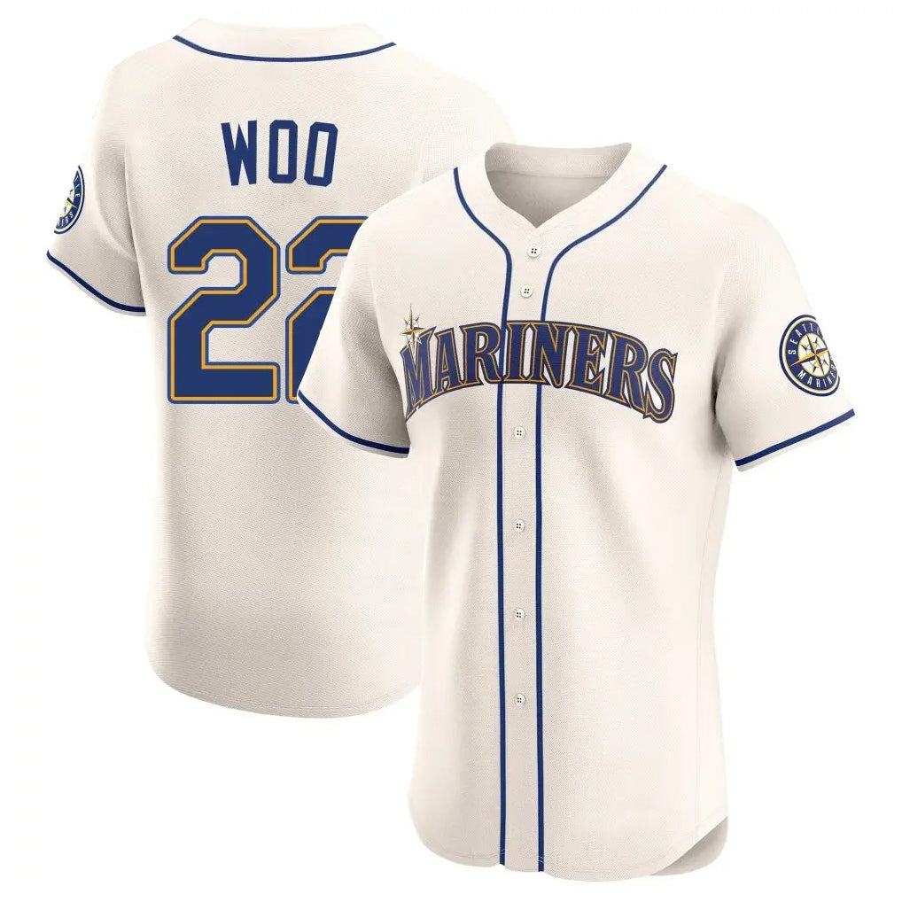 Fenge S.Mariners #22 Bryan Woo Player Cream Home Limited Elite Stitched Jerseys