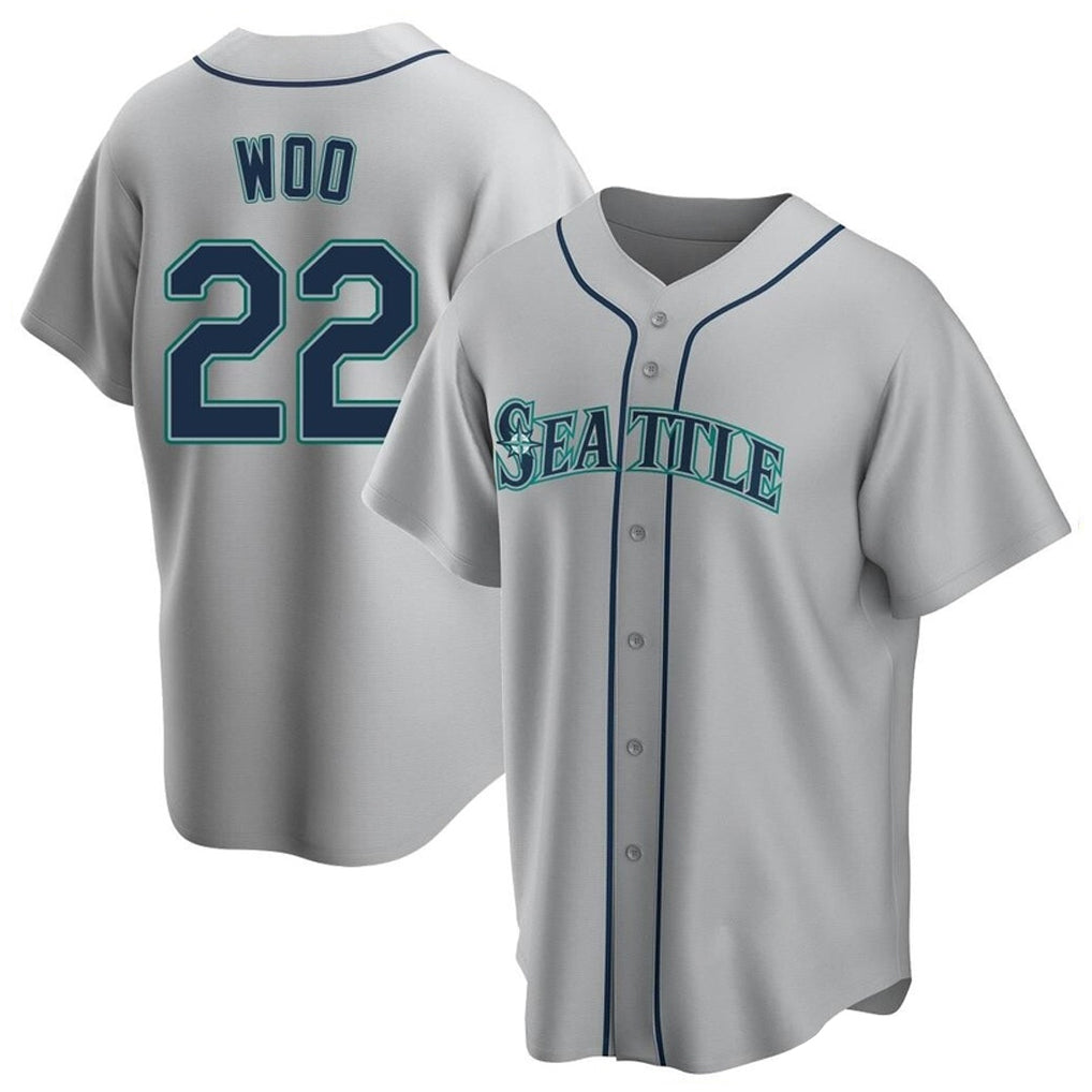 Fenge S.Mariners #22 Bryan Woo Player Gray Home Game Stitched Jerseys