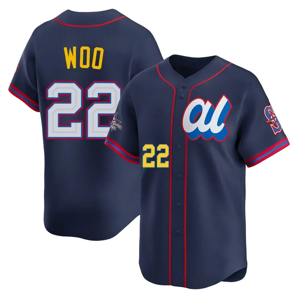 Fenge S.Mariners #22 Bryan Woo Player Navy American League All-Star Edition Limited Stitched Jerseys
