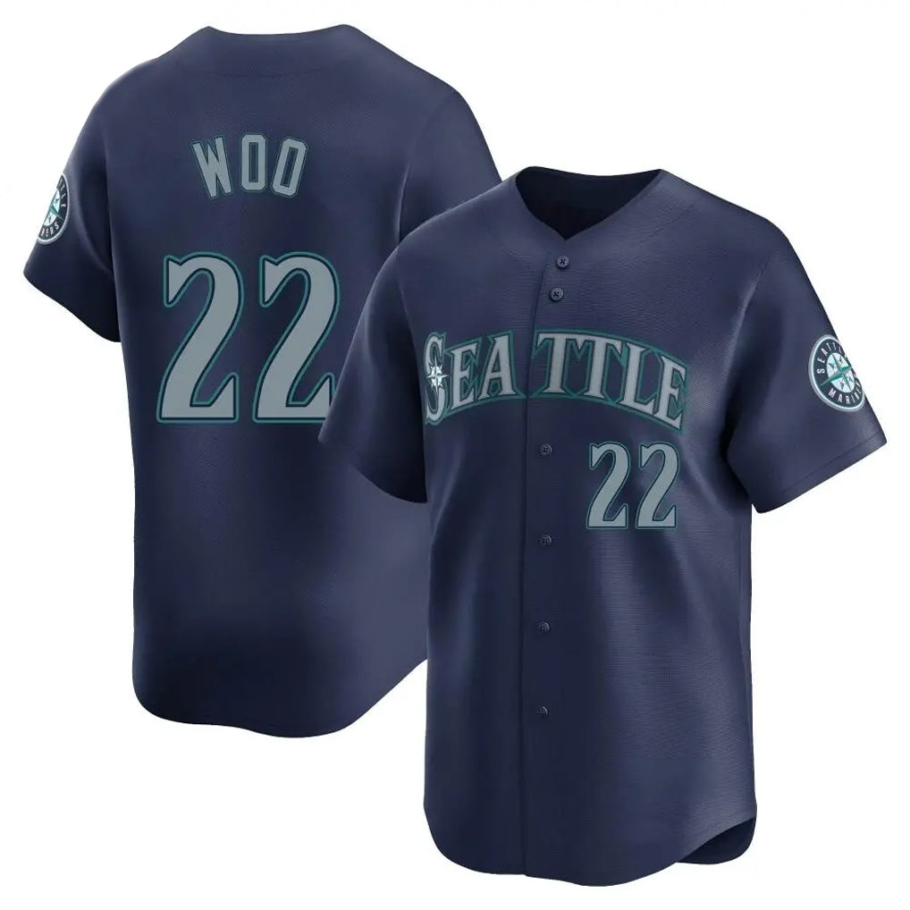 Fenge S.Mariners #22 Bryan Woo Player Navy Home Limited Stitched Jerseys