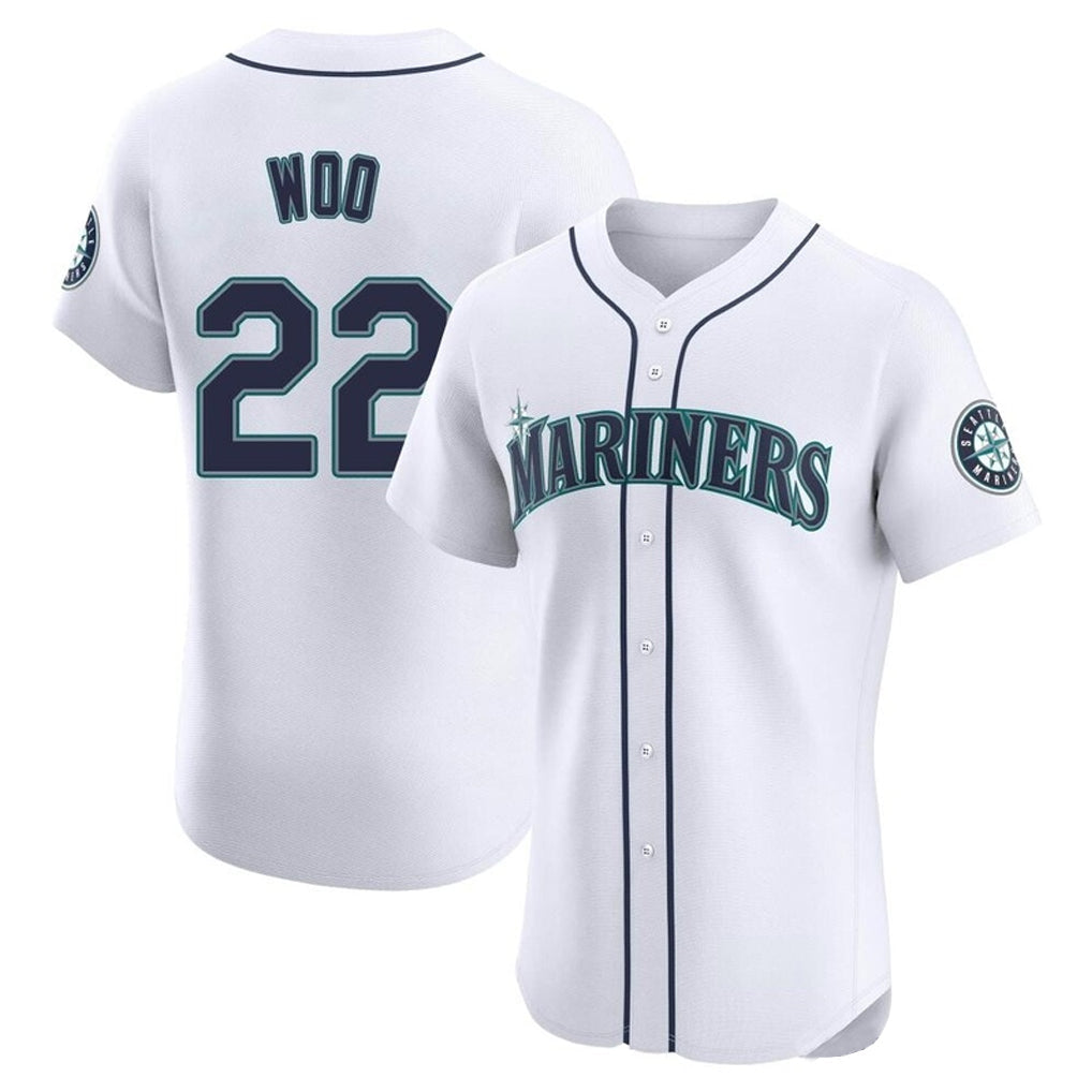Fenge S.Mariners #22 Bryan Woo Player White Home Limited Elite Stitched Jerseys