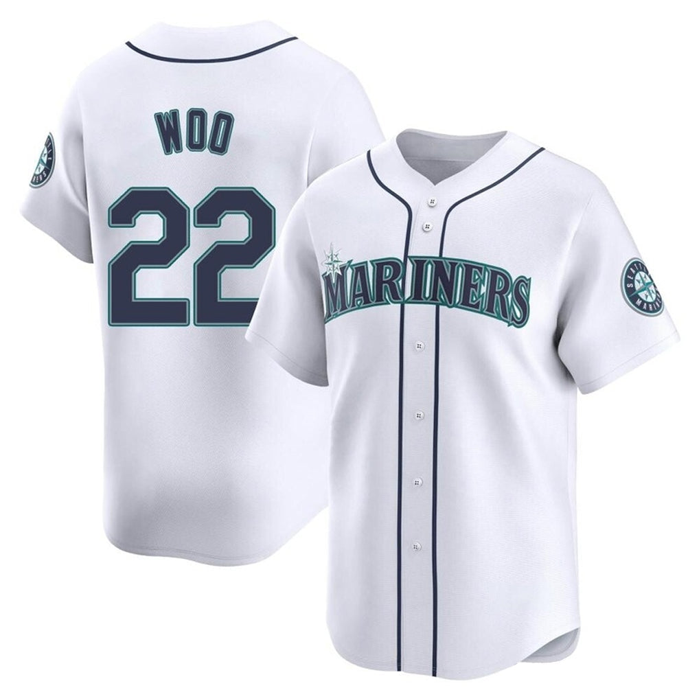 Fenge S.Mariners #22 Bryan Woo Player White Home Limited Stitched Jerseys