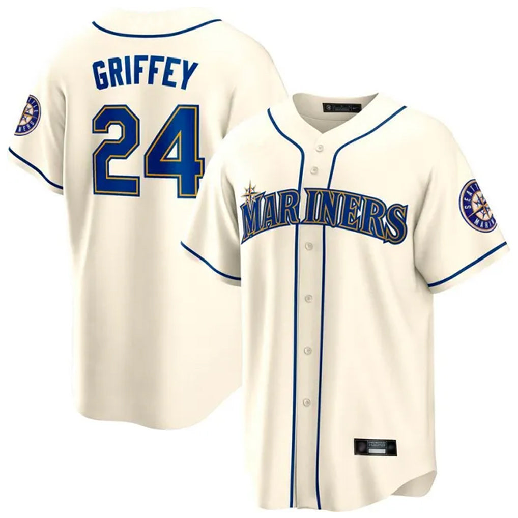 Fenge S.Mariners #24 Ken Griffey Jr Player Cream Cooperstown Home Limited Stitched Jerseys