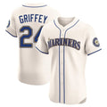 Fenge S.Mariners #24 Ken Griffey Jr Player Cream Home Limited Elite Stitched Jerseys