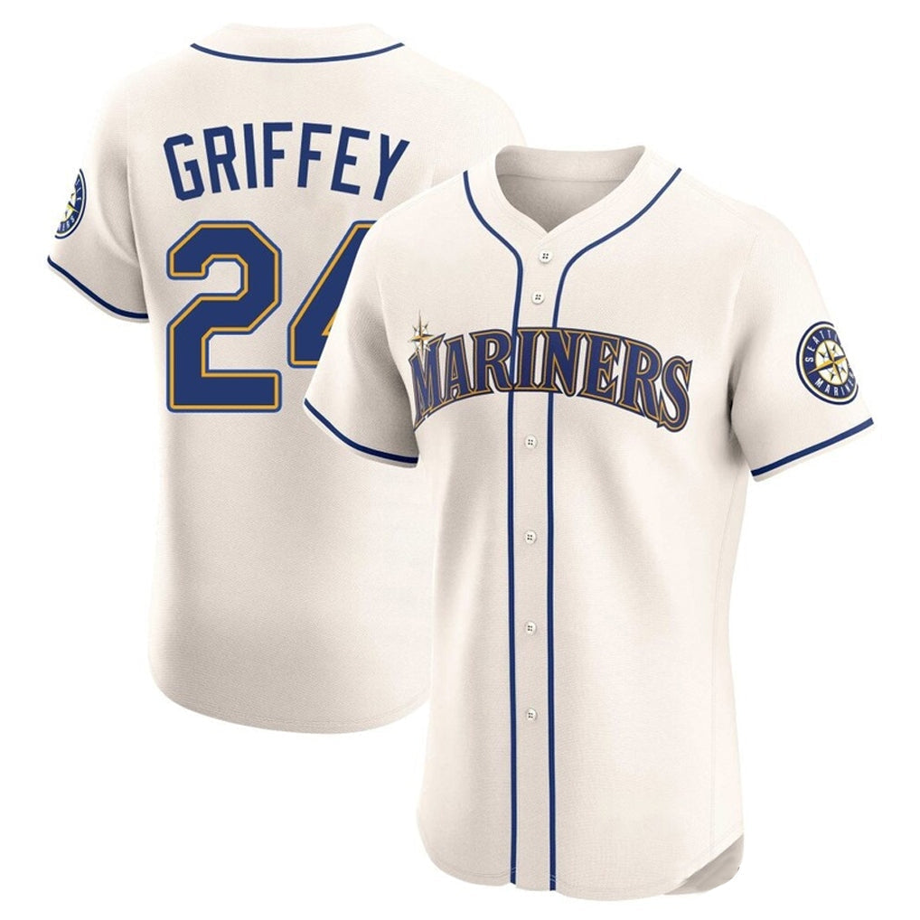 Fenge S.Mariners #24 Ken Griffey Jr Player Cream Home Limited Elite Stitched Jerseys