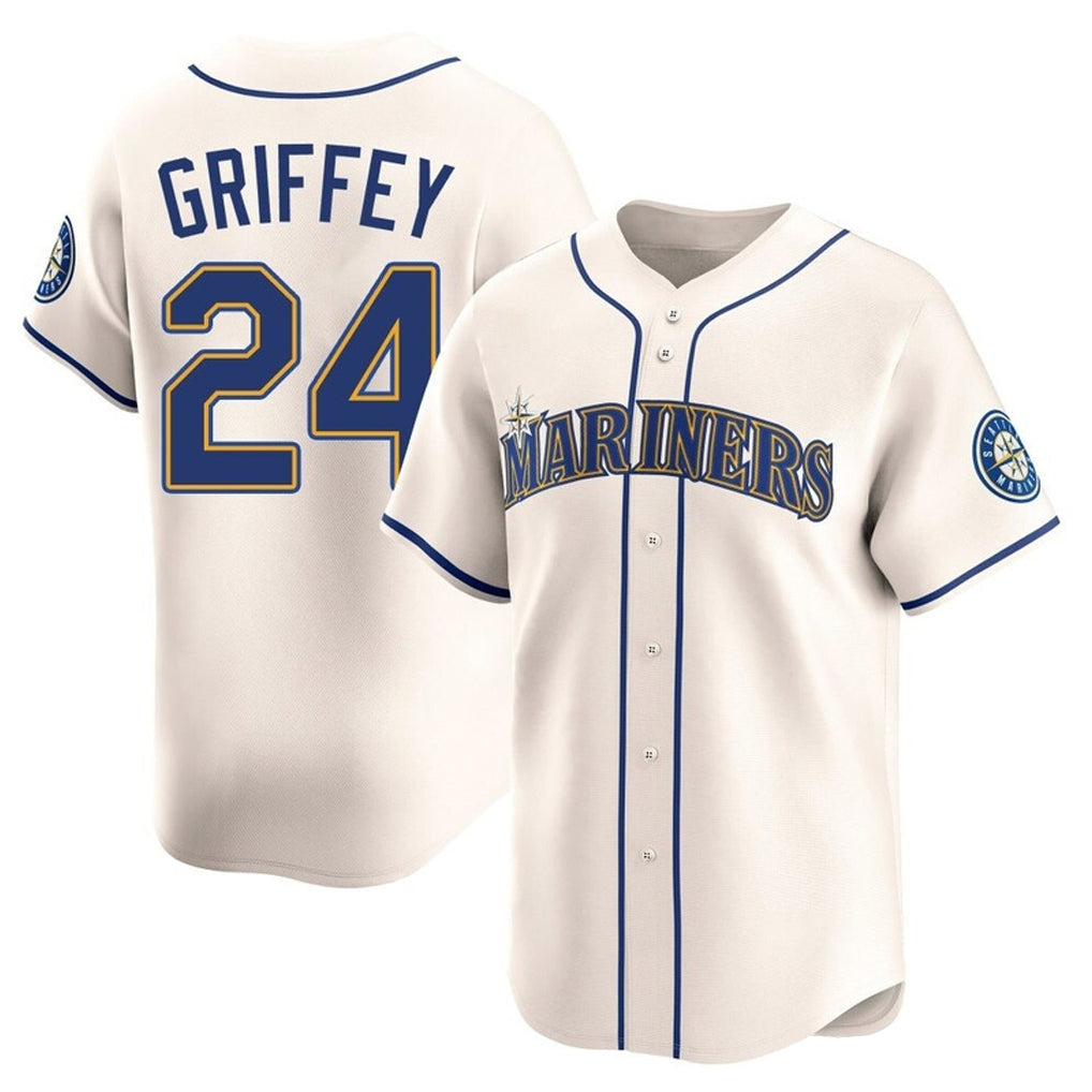 Fenge S.Mariners #24 Ken Griffey Jr Player Cream Home Limited Stitched Jerseys