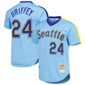 Fenge S.Mariners #24 Ken Griffey Jr Player Light Blue Mitchell & Ness Cooperstown Collection Game Stitched Jerseys