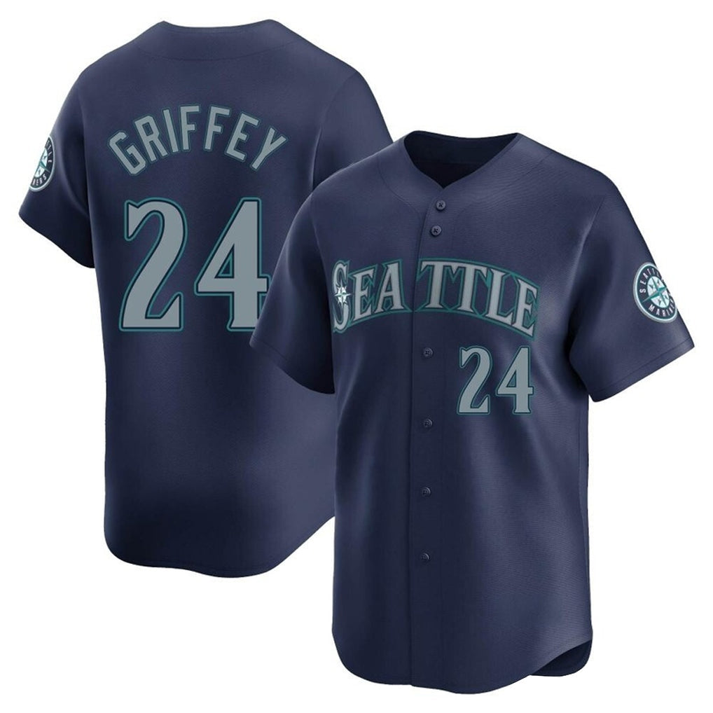 Fenge S.Mariners #24 Ken Griffey Jr Player Navy Home Limited Stitched Jerseys