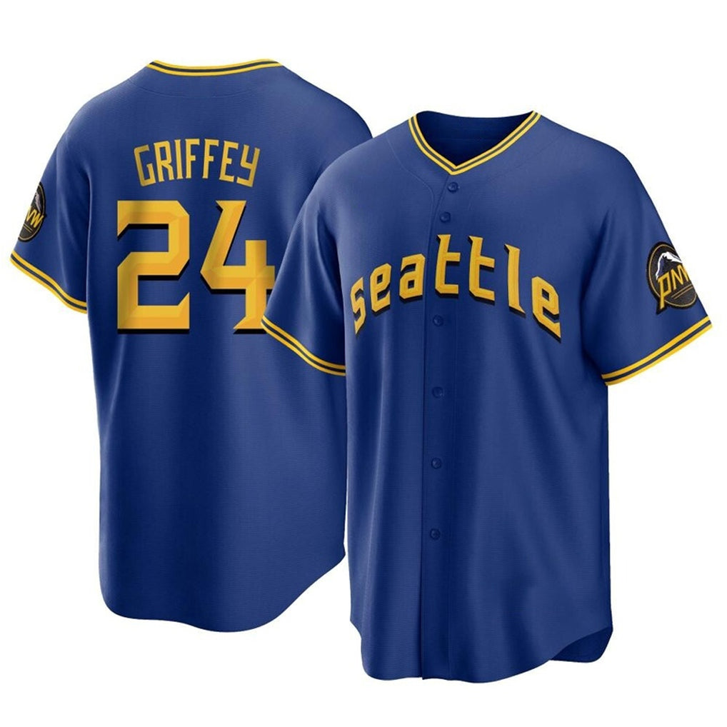 Fenge S.Mariners #24 Ken Griffey Jr Player Royal City Connect Home Game Stitched Jerseys