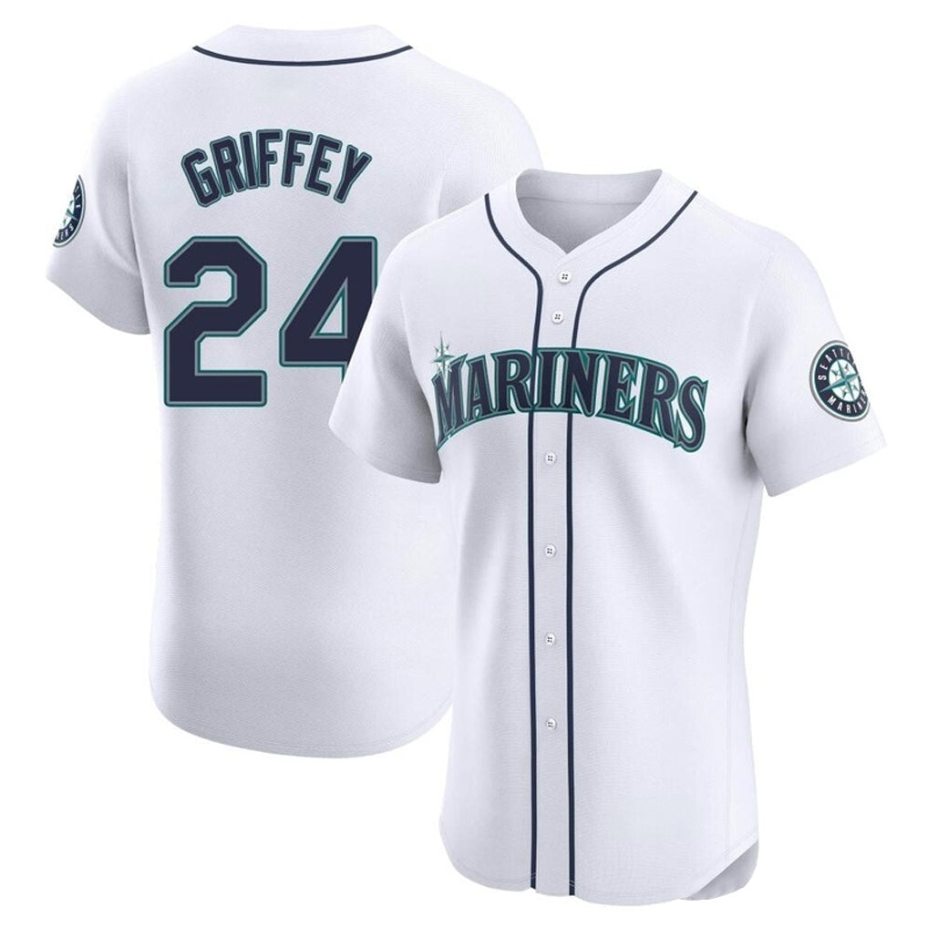 Fenge S.Mariners #24 Ken Griffey Jr Player White Home Limited Elite Stitched Jerseys