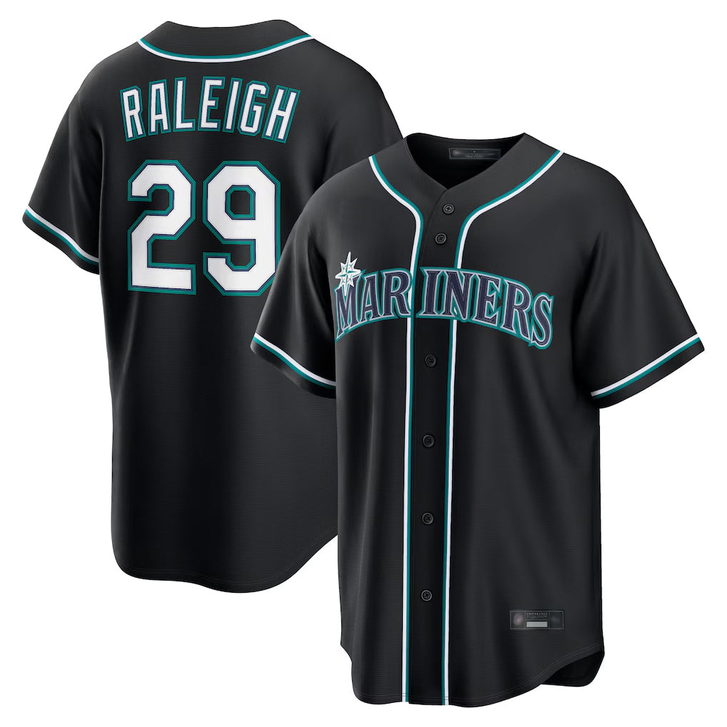 Fenge S.Mariners #29 Cal Raleigh Player Black Fashion Home Limited Stitched Jerseys