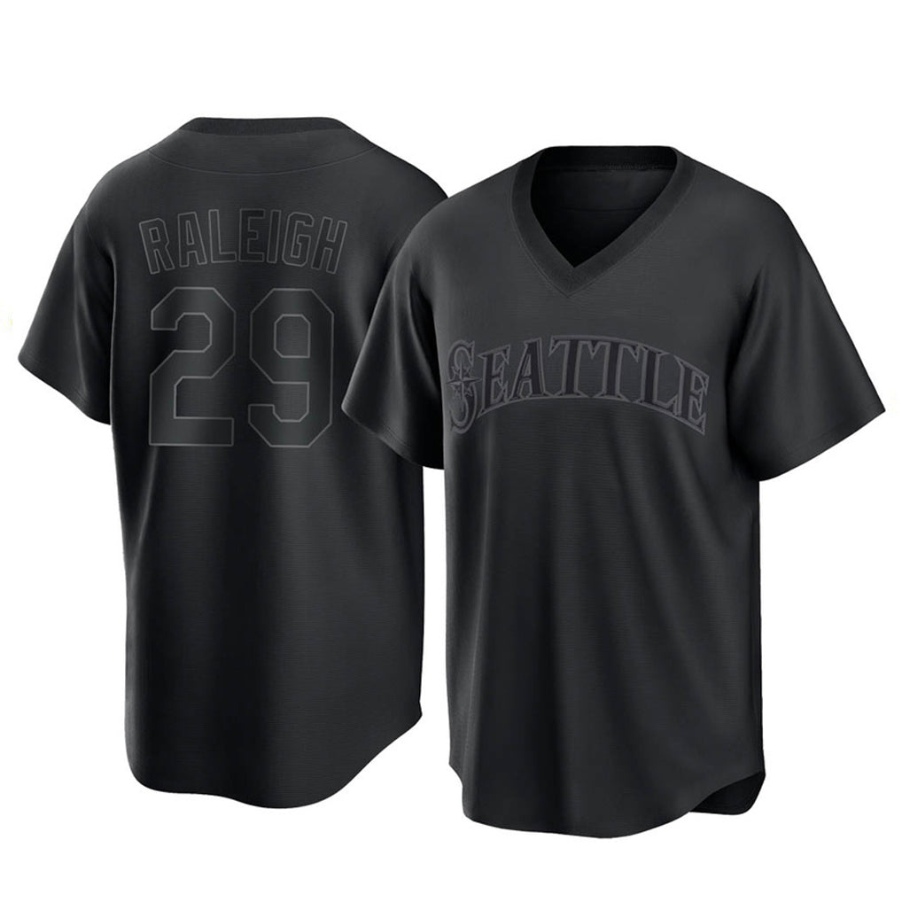 Fenge S.Mariners #29 Cal Raleigh Player Black Replica Fashion T-shirt Stitched Jerseys