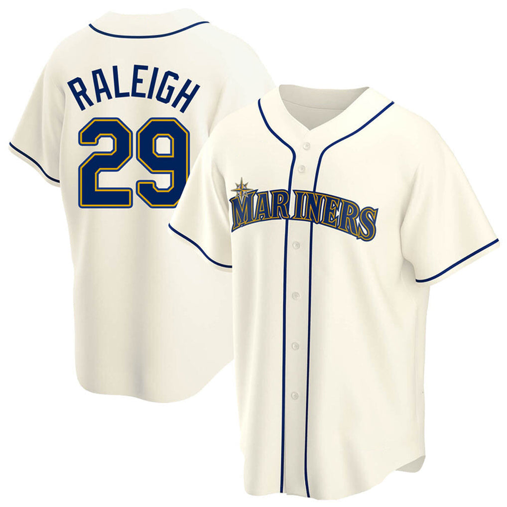 Fenge S.Mariners #29 Cal Raleigh Player Cream Home Game Stitched Jerseys