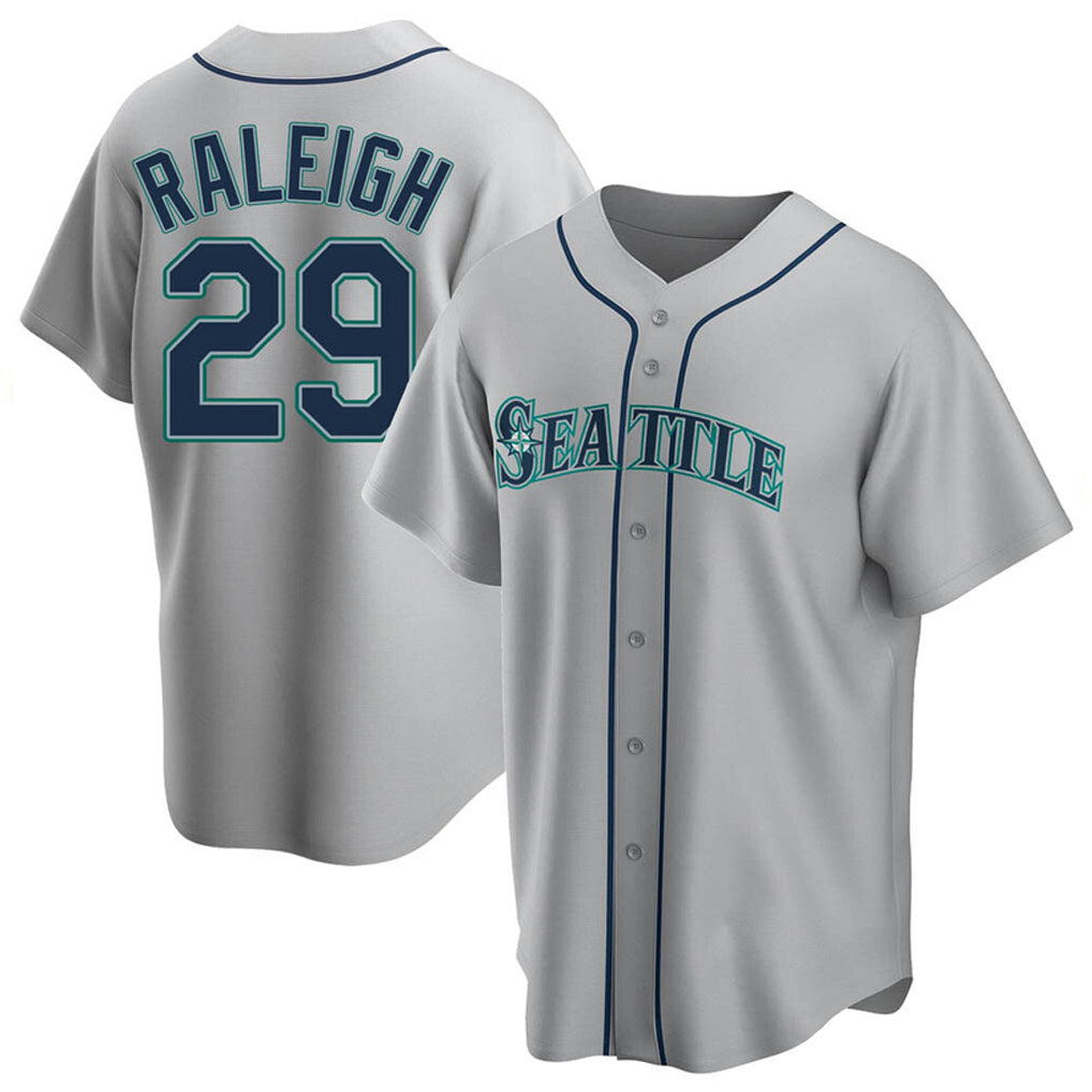 Fenge S.Mariners #29 Cal Raleigh Player Gray Home Game Stitched Jerseys