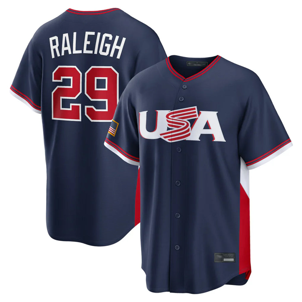 Fenge S.Mariners #29 Cal Raleigh Player Navy USA 2026 World Classic Game Stitched Jerseys