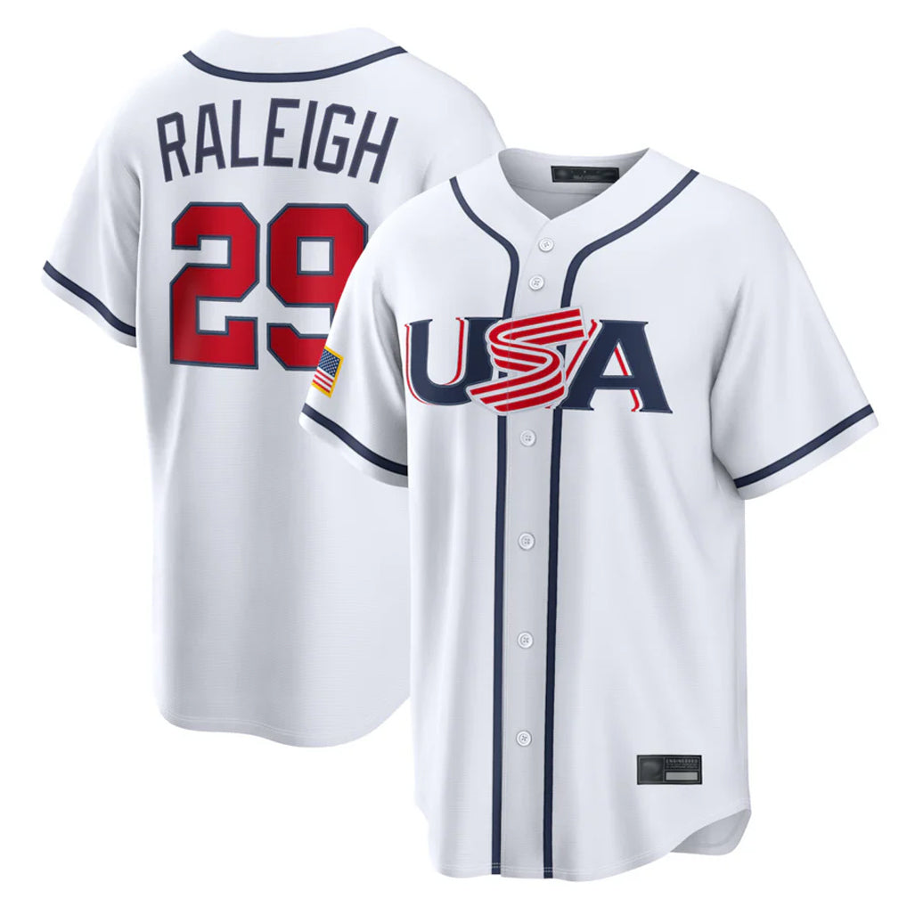 Fenge S.Mariners #29 Cal Raleigh Player White USA 2026 World Classic Game Stitched Jerseys