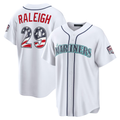 Fenge S.Mariners #29 Cal Raleigh White USA 250 Fourth of July Home Stadium Jersey