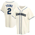 Fenge S.Mariners #2 Cole Young Player Cream Home Game Stitched Jerseys