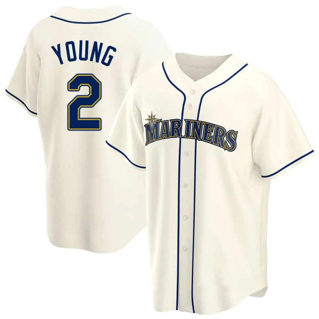 Fenge S.Mariners #2 Cole Young Player Cream Home Game Stitched Jerseys
