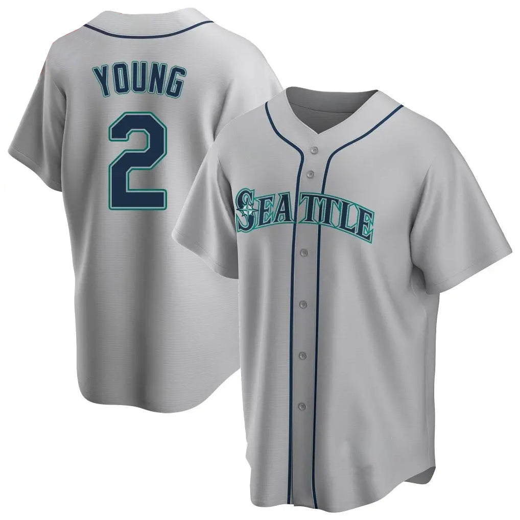 Fenge S.Mariners #2 Cole Young Player Gray Home Game Stitched Jerseys