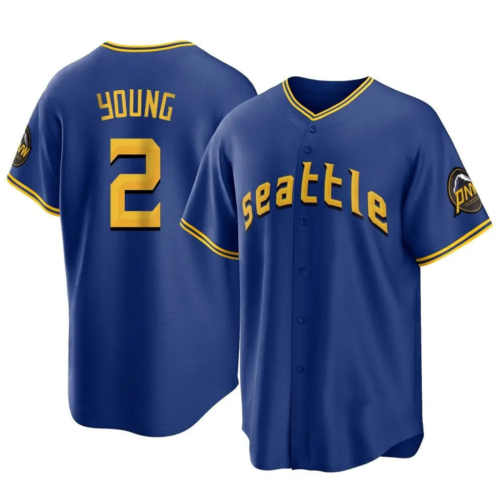 Fenge S.Mariners #2 Cole Young Player Royal City Connect Home Game Stitched Jerseys