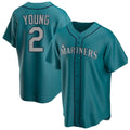 Fenge S.Mariners #2 Cole Young Player Teal Home Game Stitched Jerseys