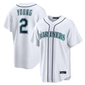 Fenge S.Mariners #2 Cole Young Player White Home Game Stitched Jerseys