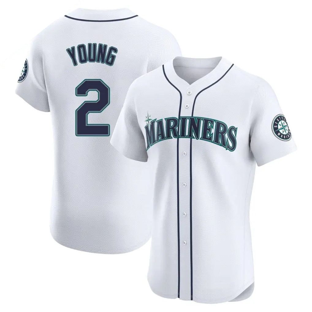 Fenge S.Mariners #2 Cole Young Player White Home Limited Elite Stitched Jerseys