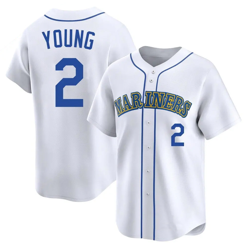 Fenge S.Mariners #2 Cole Young Player White Throwback Cooperstown Collection Limited Game Stitched Jerseys