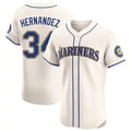 Fenge S.Mariners #34 Felix Hernandez Player Cream Home Limited Elite Stitched Jerseys