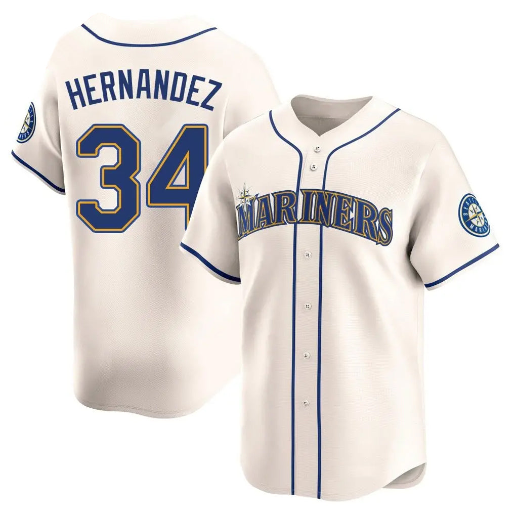 Fenge S.Mariners #34 Felix Hernandez Player Cream Home Limited Stitched Jerseys