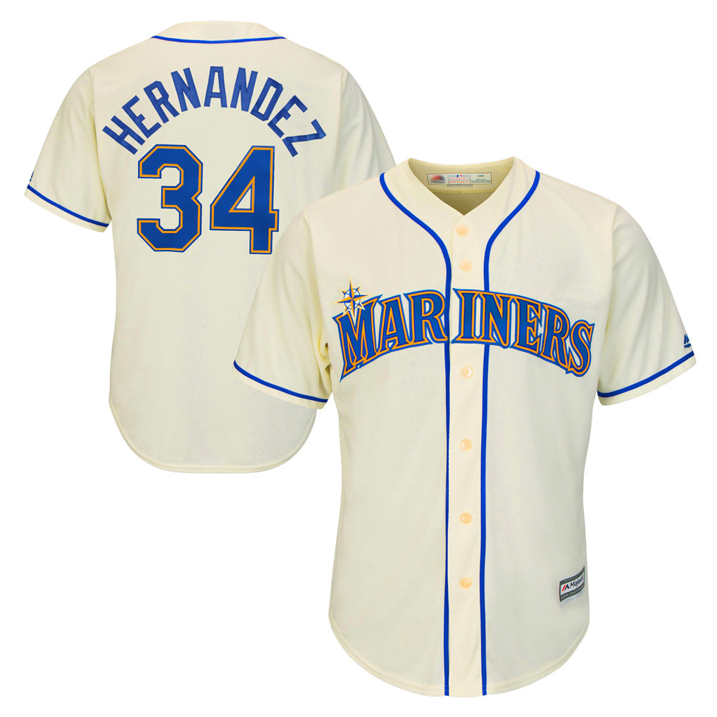 Fenge S.Mariners #34 Felix Hernandez Player Cream Majestic Home Cool Base Limited Stitched Jerseys