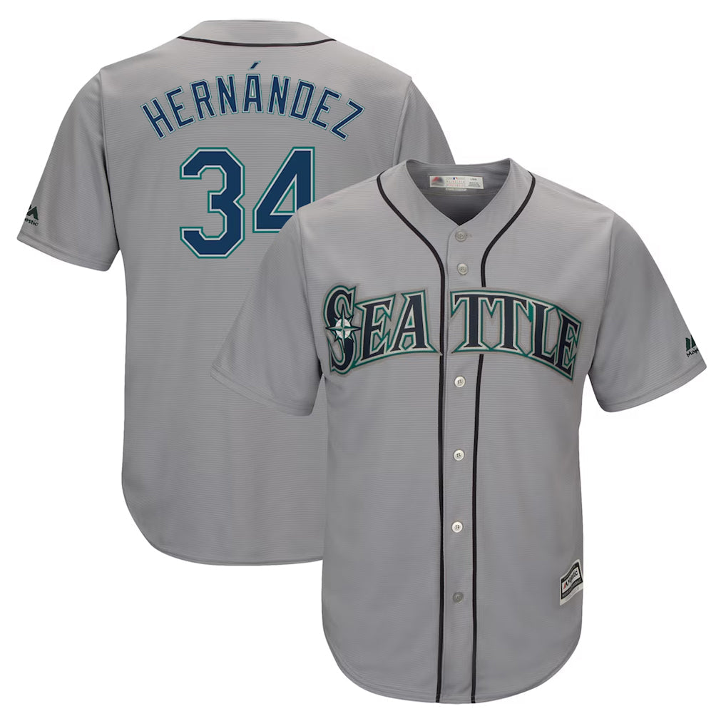 Fenge S.Mariners #34 Felix Hernandez Player Gray Majestic Home Cool Base Limited Stitched Jerseys
