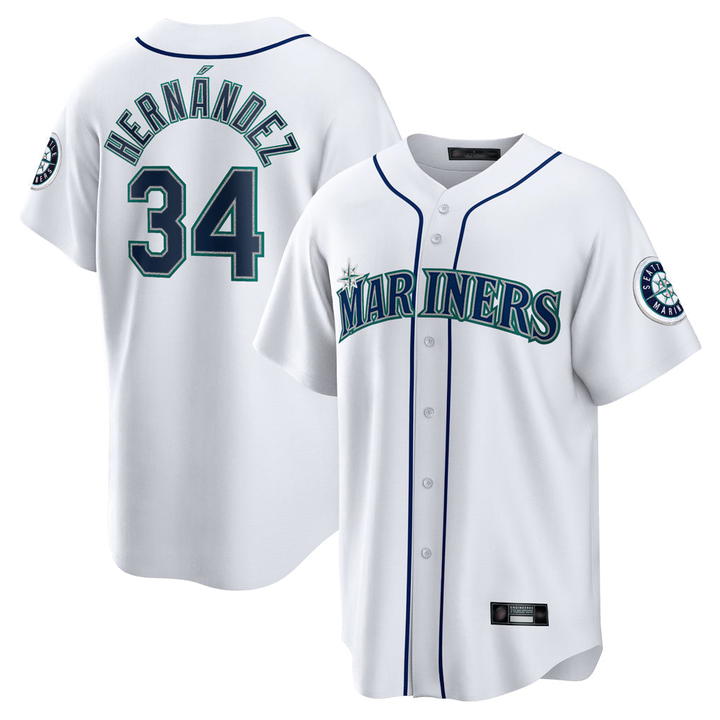 Fenge S.Mariners #34 Felix Hernandez Player White Home Game Stitched Jerseys