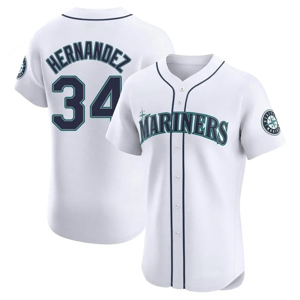 Fenge S.Mariners #34 Felix Hernandez Player White Home Limited Elite Stitched Jerseys