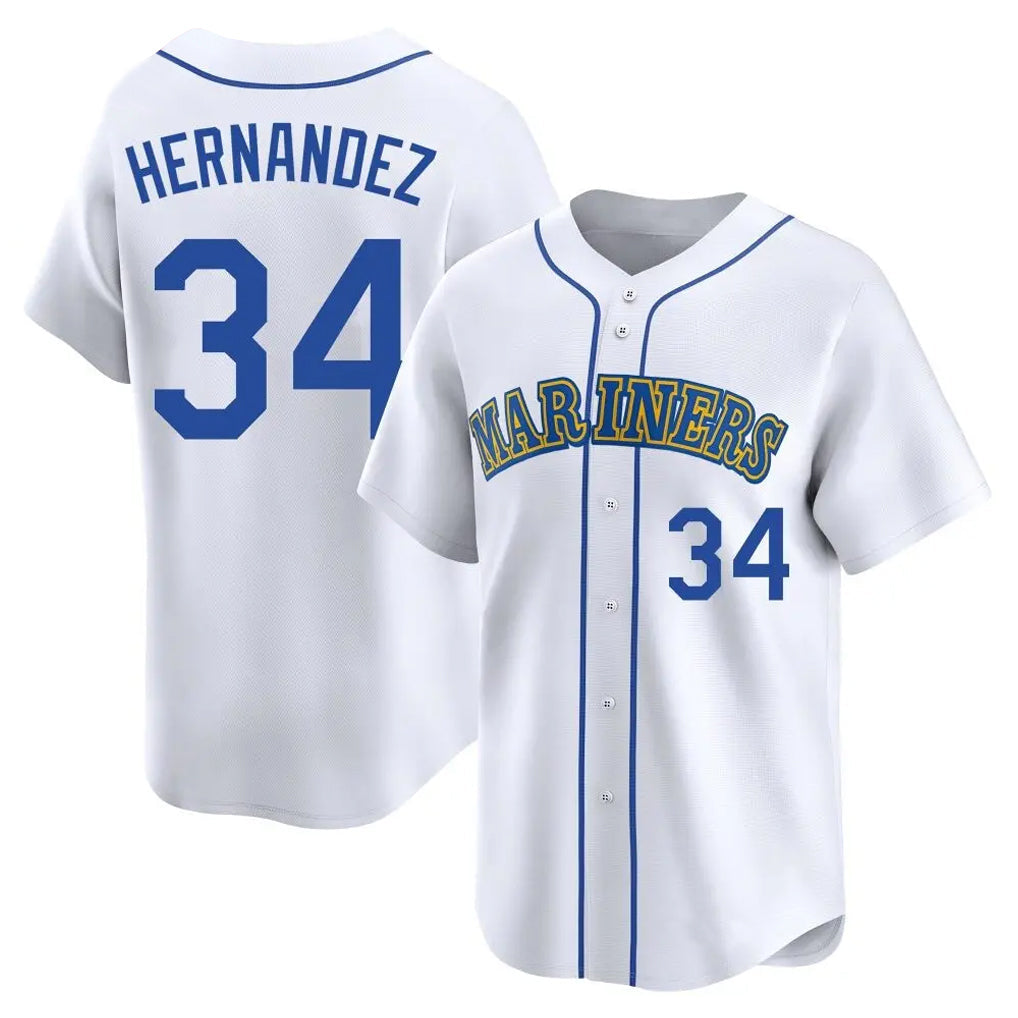 Fenge S.Mariners #34 Felix Hernandez Player White Limited Throwback Cooperstown Collection Stitched Jerseys