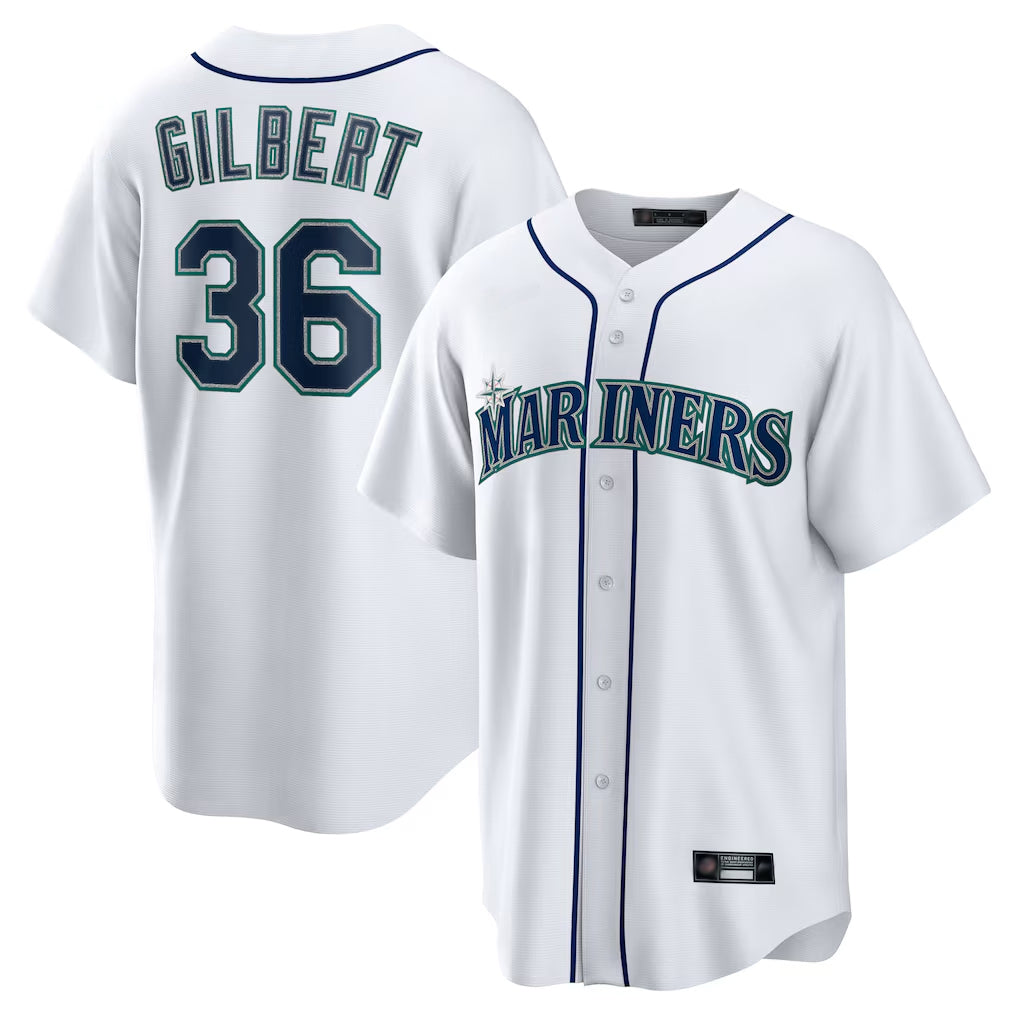 Fenge S.Mariners #36 Logan Gilbert Player White Home Game Stitched Jerseys