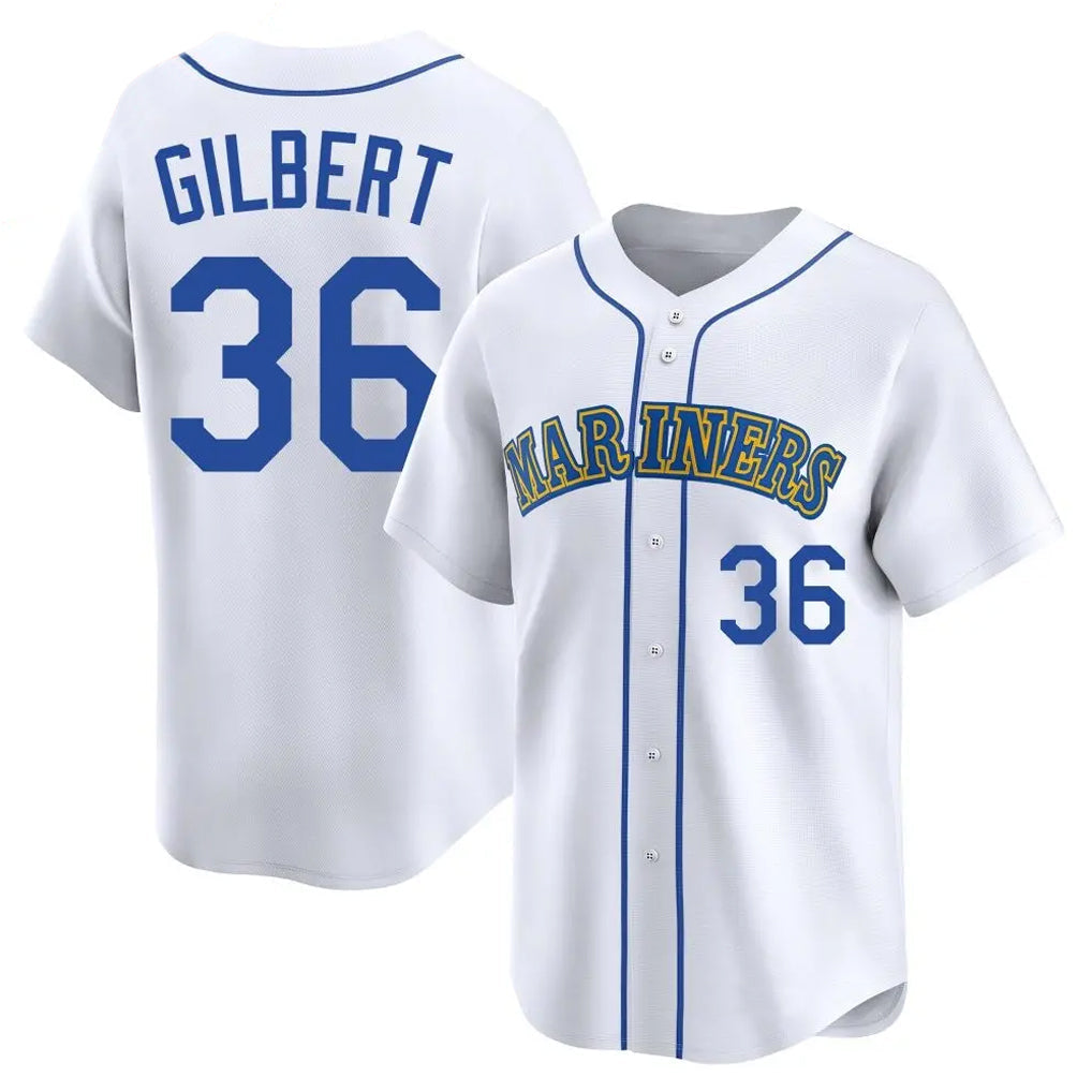 Fenge S.Mariners #36 Logan Gilbert Player White Throwback Cooperstown Collection Limited Game Stitched Jerseys