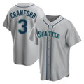 Fenge S.Mariners #3 J.P. Crawford Player Gray Home Game Stitched Jerseys