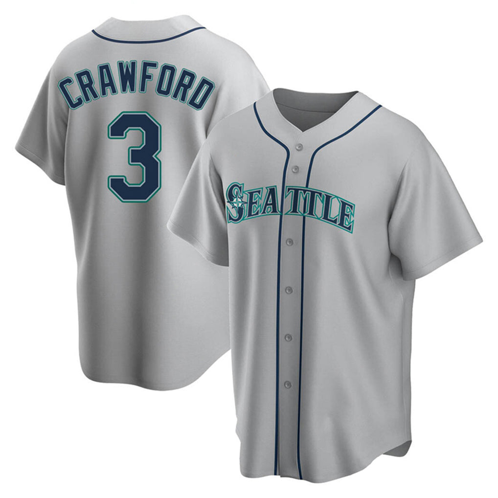 Fenge S.Mariners #3 J.P. Crawford Player Gray Home Game Stitched Jerseys