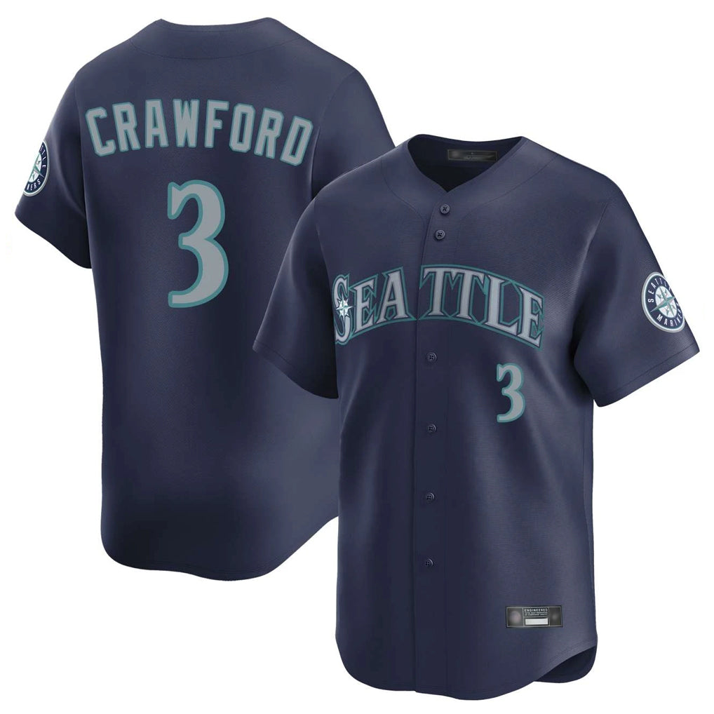 Fenge S.Mariners #3 J.P. Crawford Player Navy Home Limited Stitched Jerseys