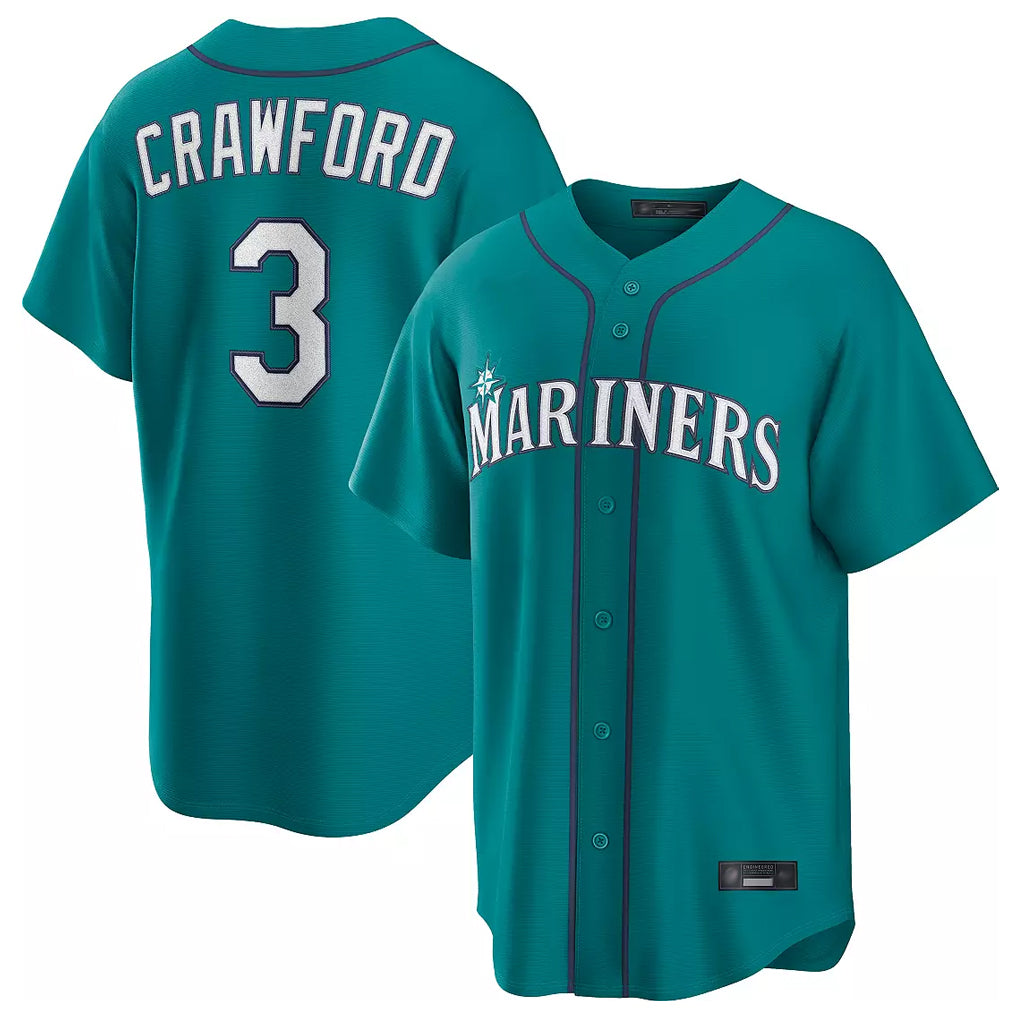 Fenge S.Mariners #3 J.P. Crawford Player Teal Home Game Stitched Jerseys